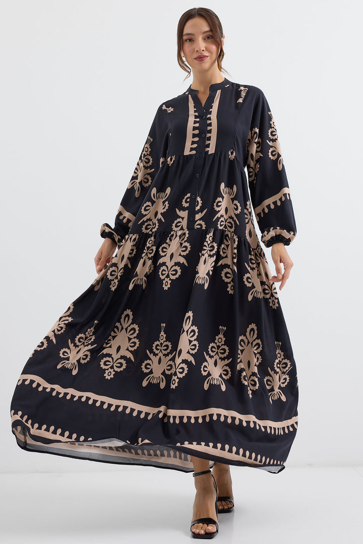 BGD Women Authentic Patterned Dress - Black - Avondale