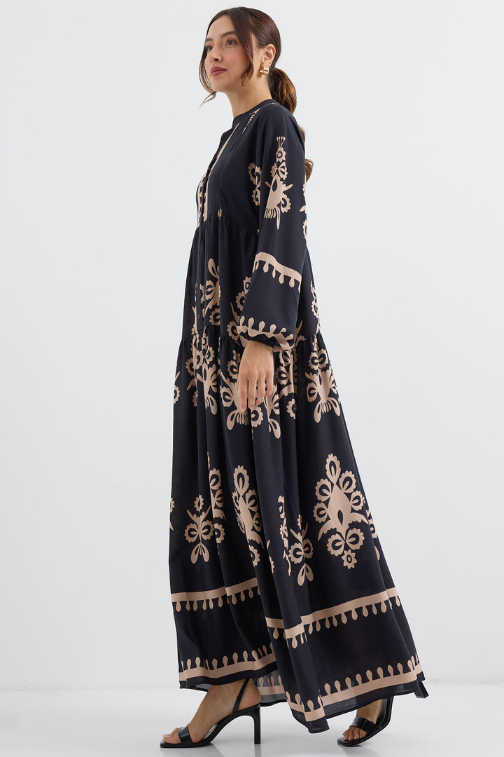 BGD Women Authentic Patterned Dress - Black - Avondale