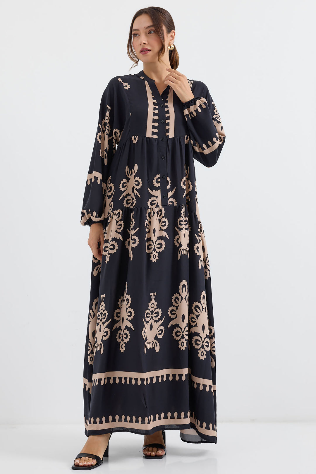 BGD Women Authentic Patterned Dress - Black - Avondale