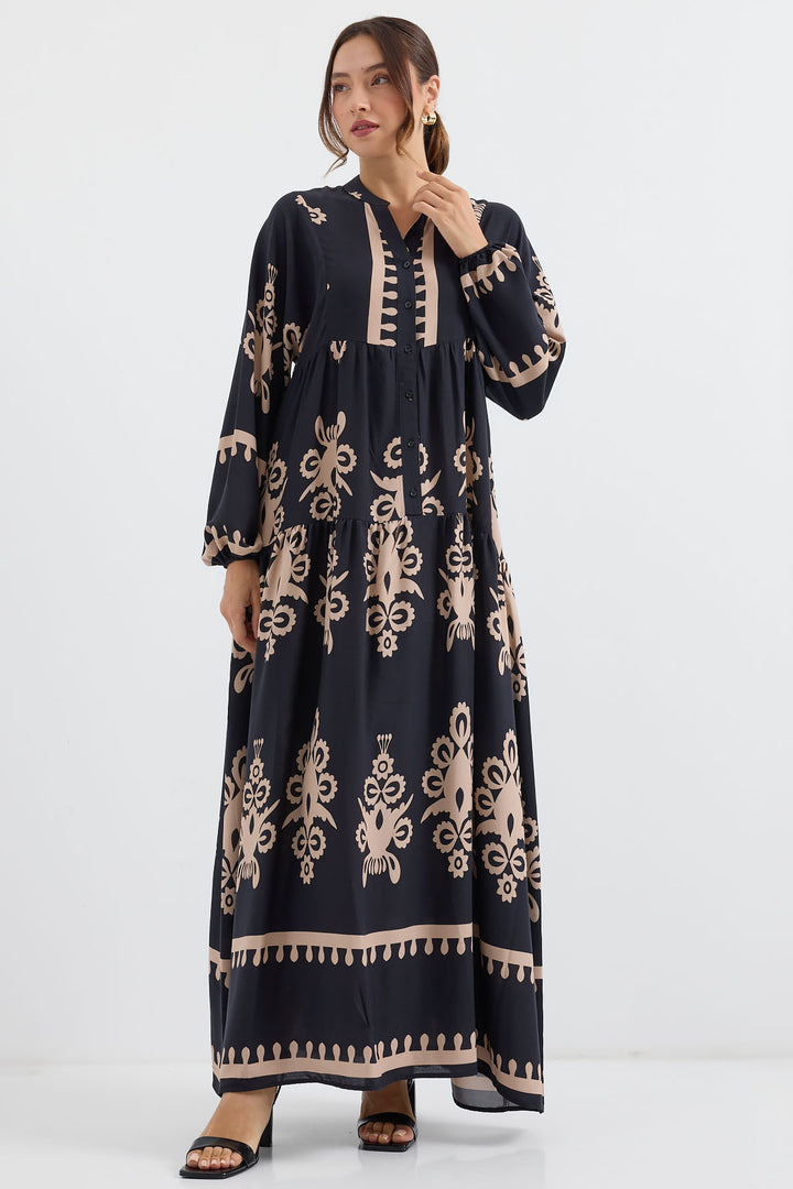 BGD Women Authentic Patterned Dress - Black - Avondale