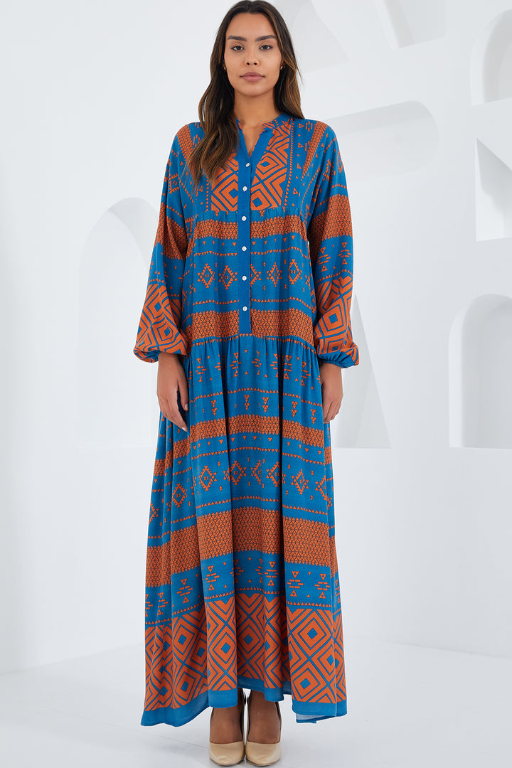 BGD Women Woman Petroleum Tile Viscose Hijab Dress 2423 - Smyrna