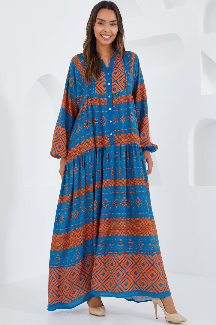 BGD Women Woman Petroleum Tile Viscose Hijab Dress 2423 - Smyrna