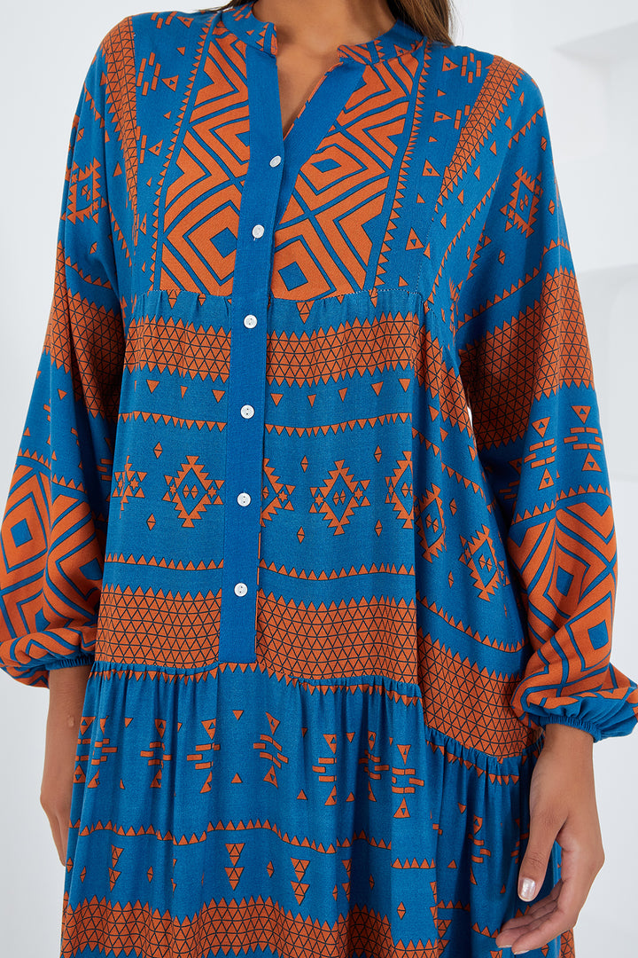 BGD Women Woman Petroleum Tile Viscose Hijab Dress 2423 - Smyrna