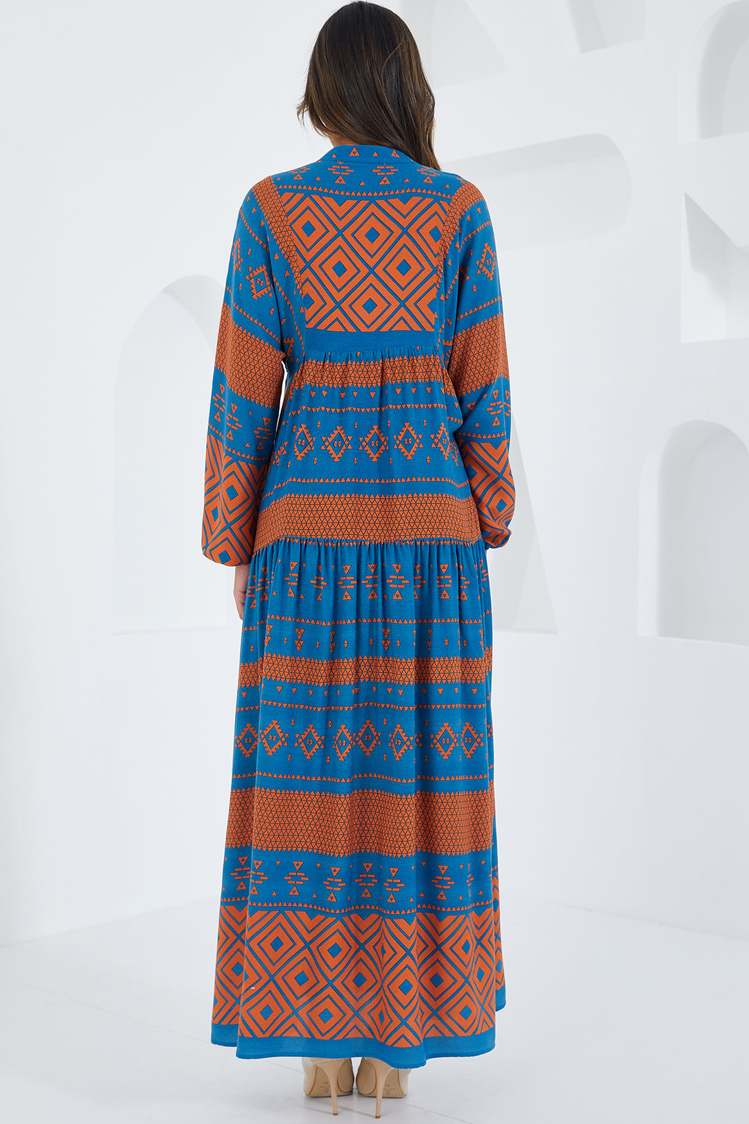 BGD Women Woman Petroleum Tile Viscose Hijab Dress 2423 - Smyrna