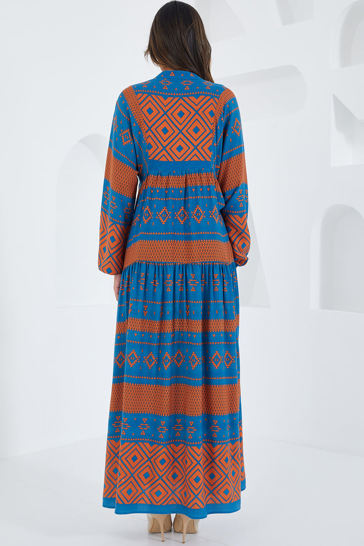 BGD Women Woman Petroleum Tile Viscose Hijab Dress 2423 - Smyrna