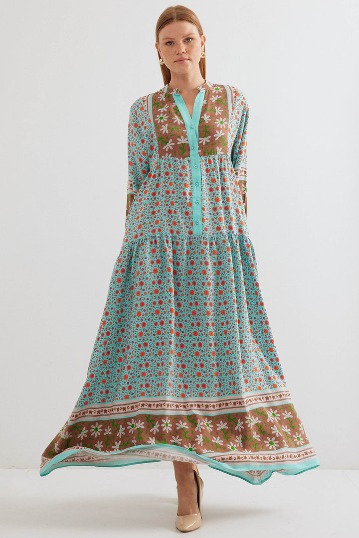 BGD Women Woman Turquoise Brown Viscose Hijab Dress 2423 - Toms River