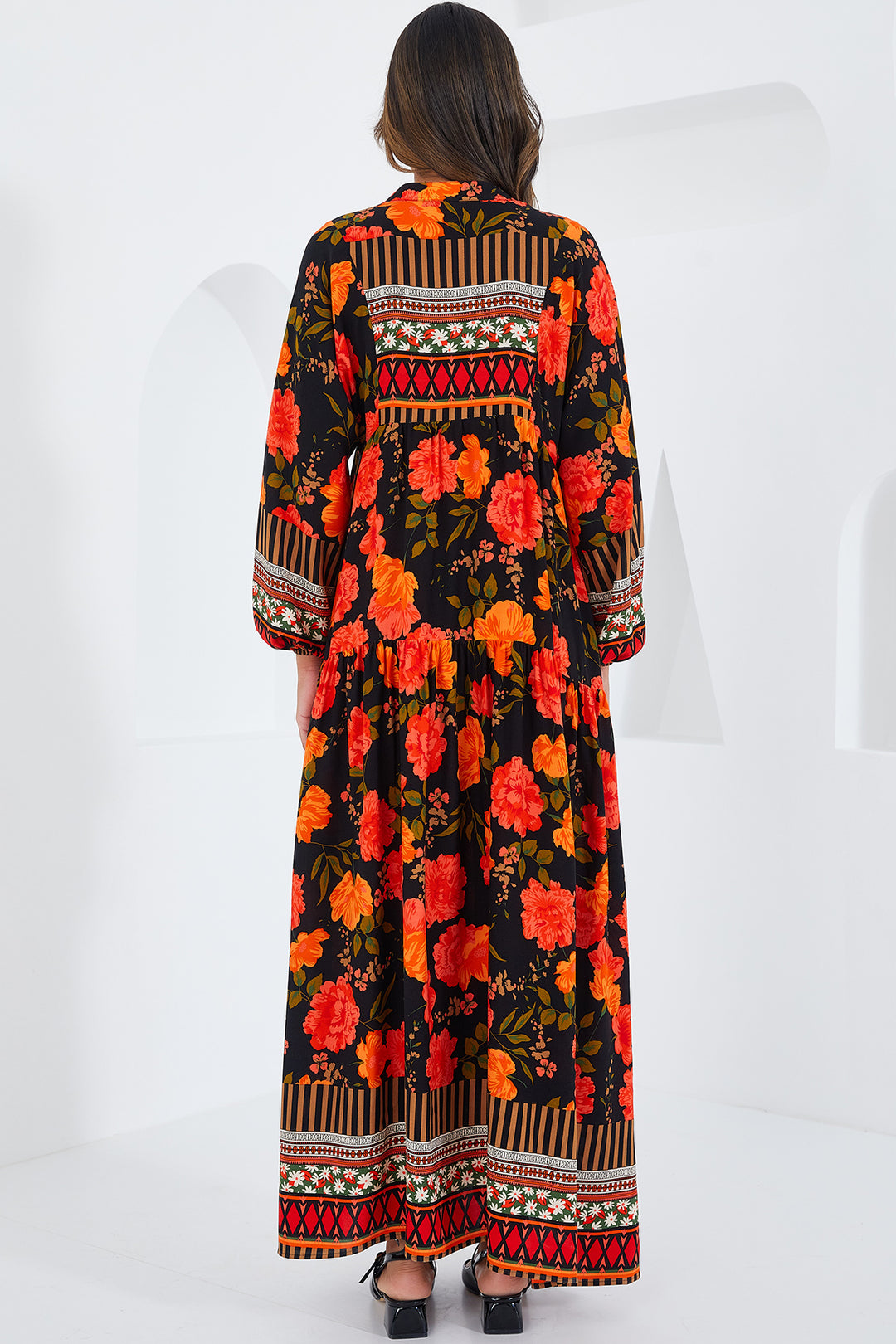 BGD Women Woman Ecru Black Viscose Hijab Dress 2423 - Esher