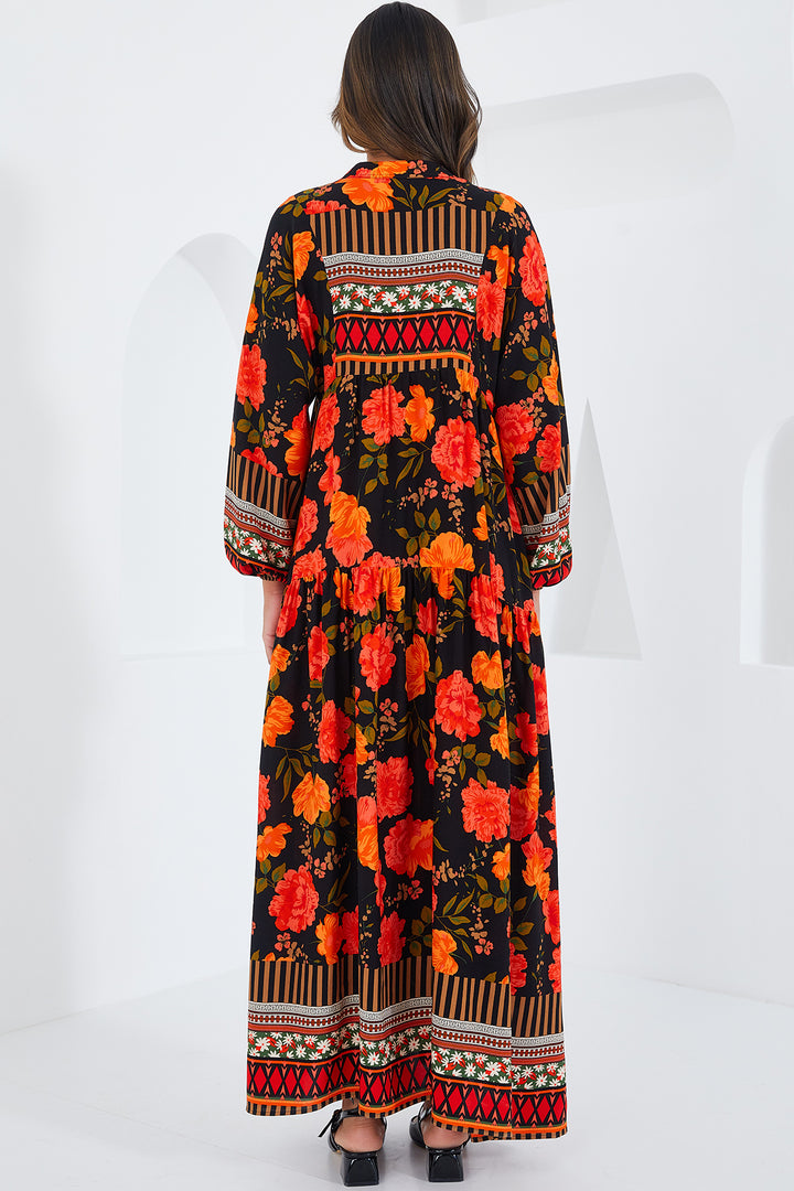 BGD Women Woman Ecru Black Viscose Hijab Dress 2423 - Esher