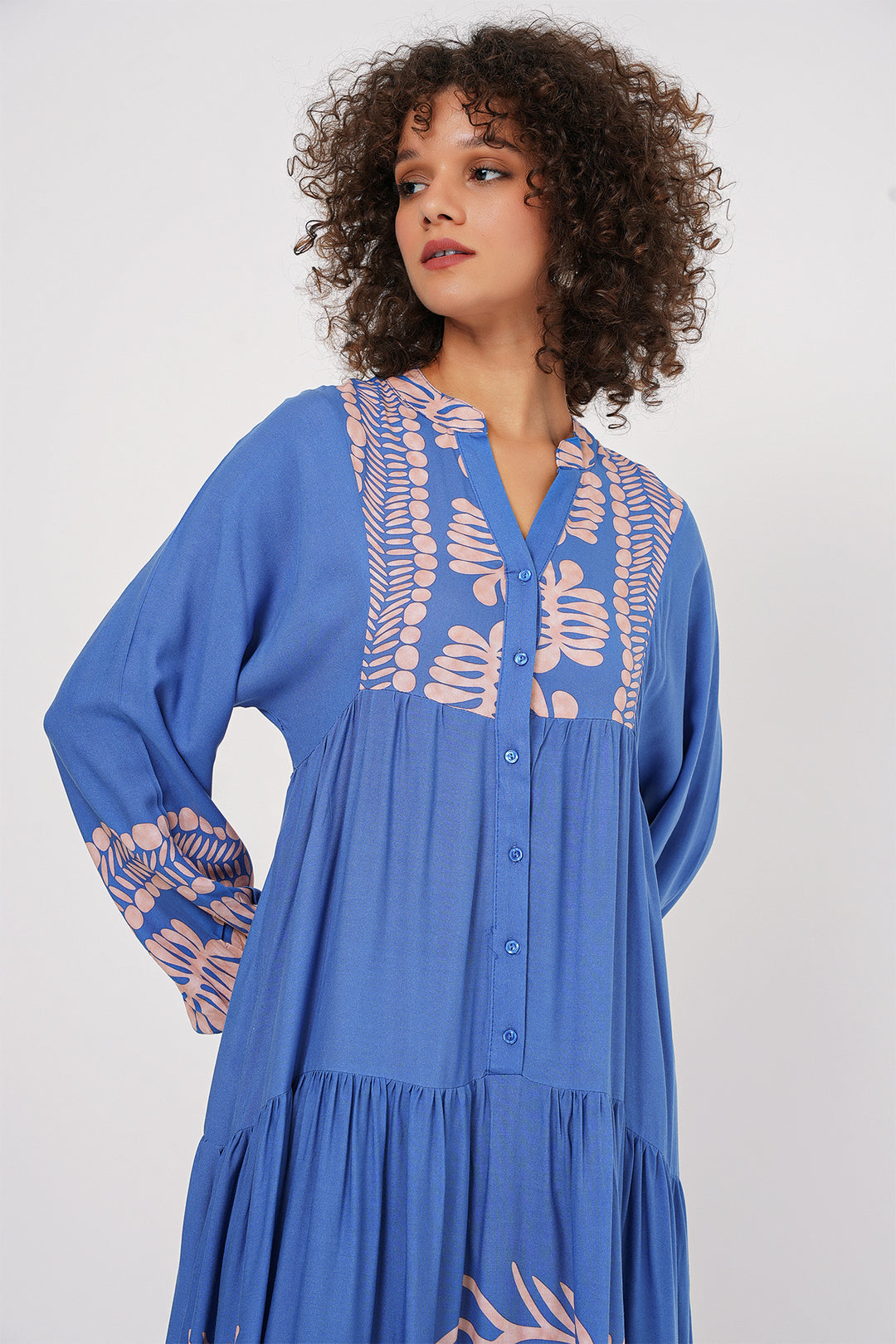 BGD Women Authentic Patterned Hijab Dress - Y.Indigo - Hattingen