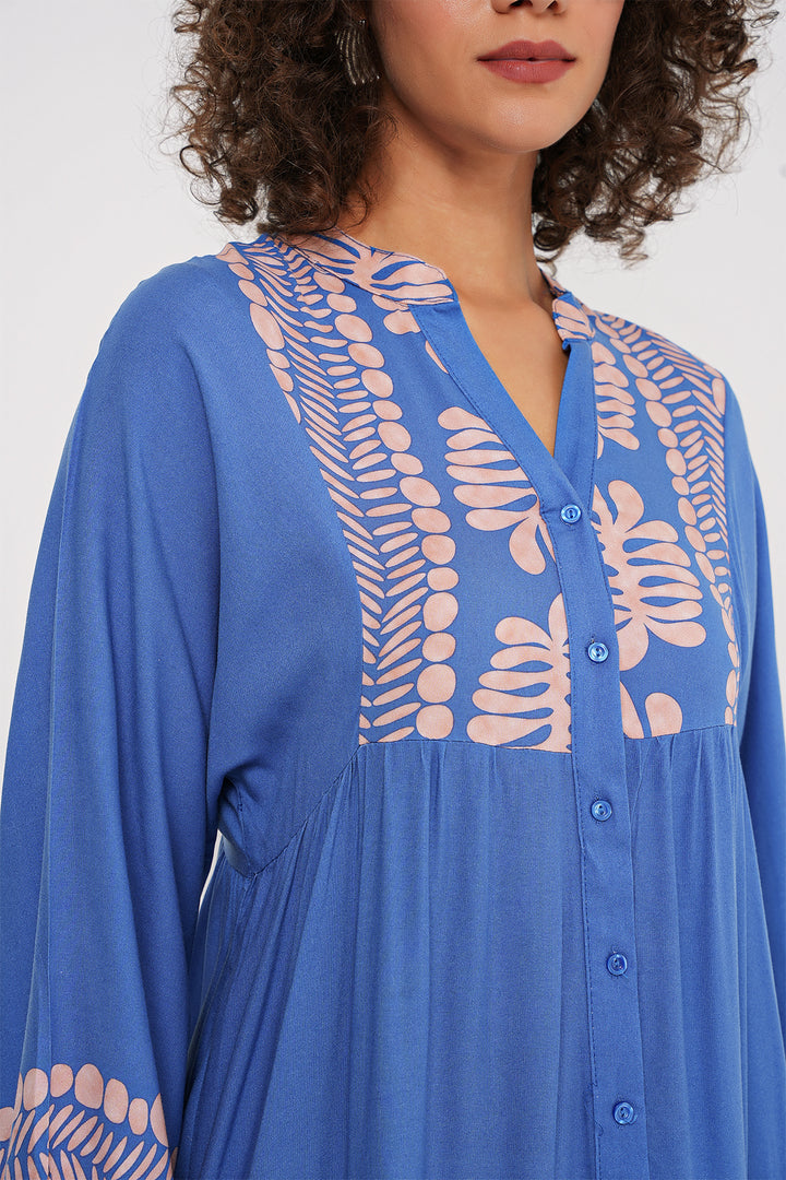 BGD Women Authentic Patterned Hijab Dress - Y.Indigo - Hattingen