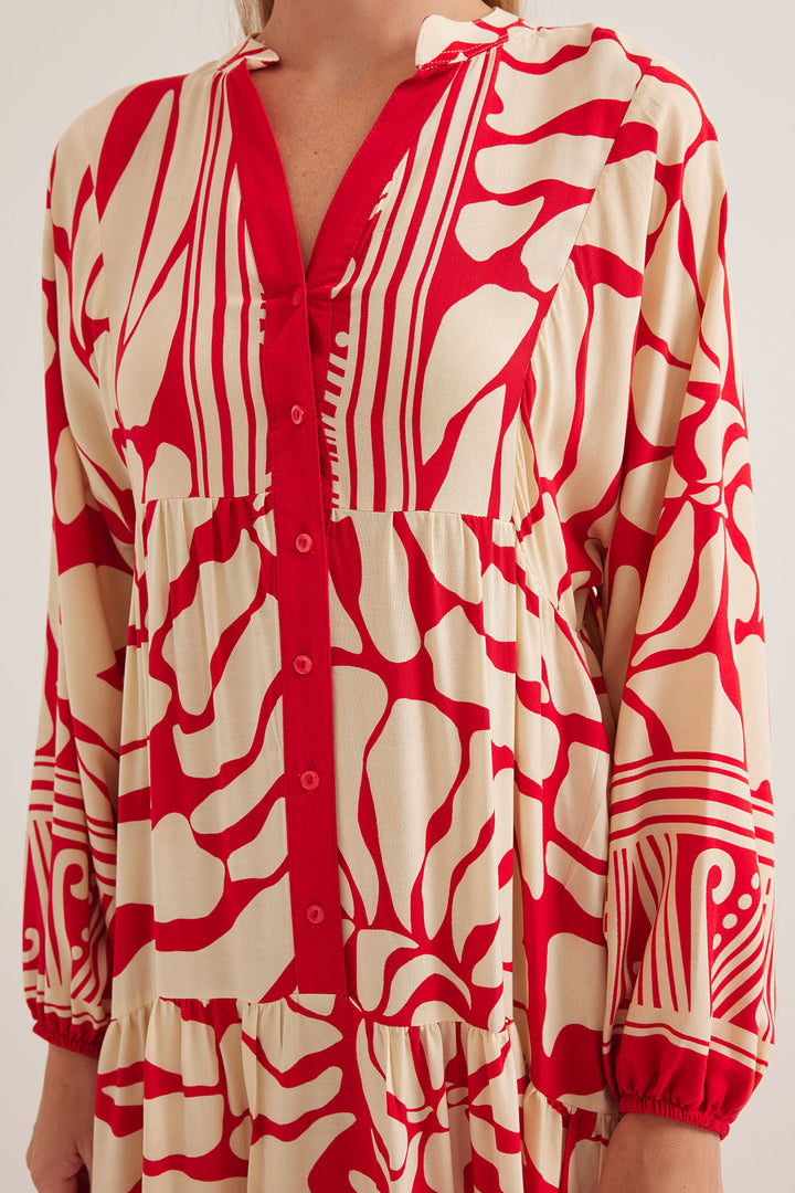 BGD Women Woman Red Beige Viscose Hijab Dress 2423 - Mount Pleasant