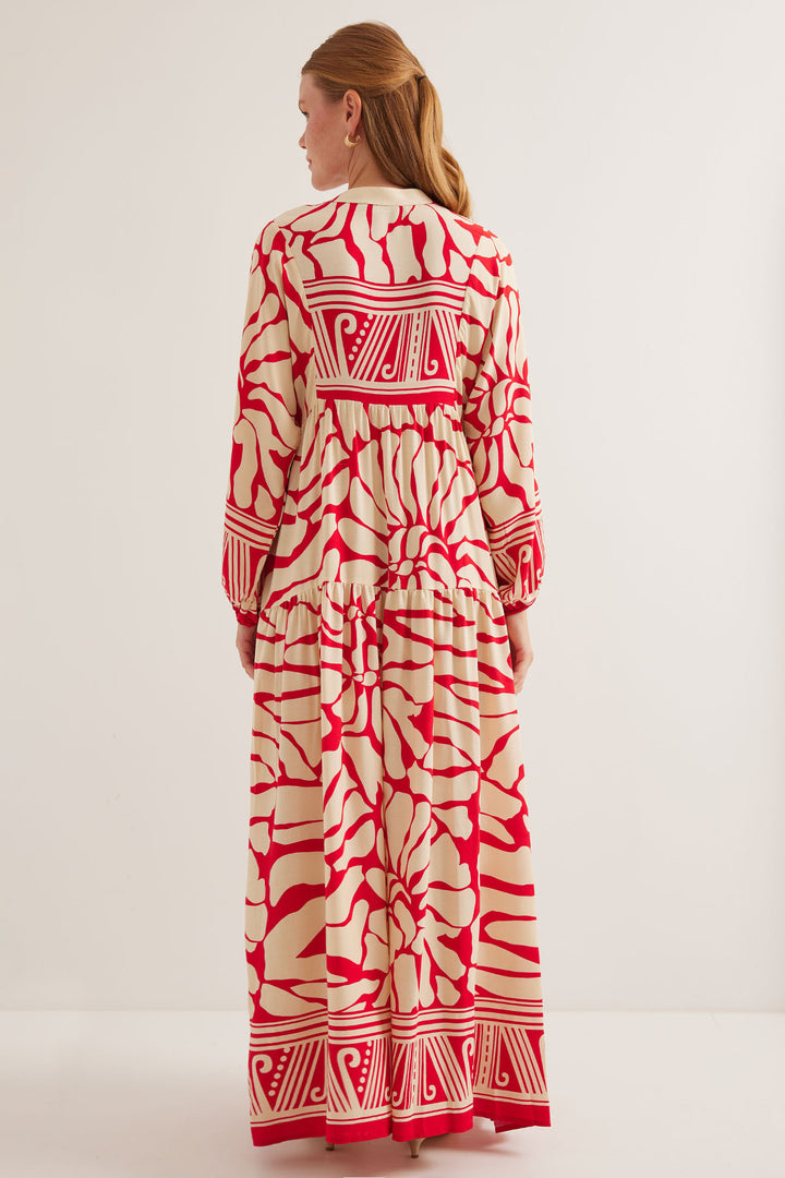 BGD Women Woman Red Beige Viscose Hijab Dress 2423 - Mount Pleasant