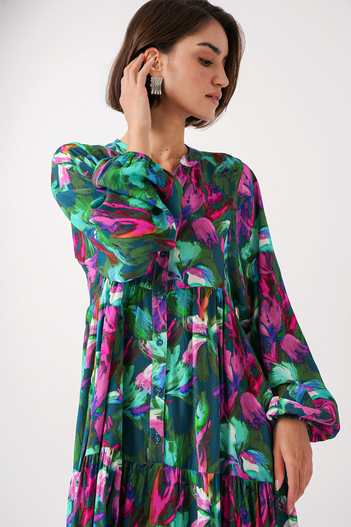 BGD Women Authentic Patterned Dress - Y.Emerald - Avondale