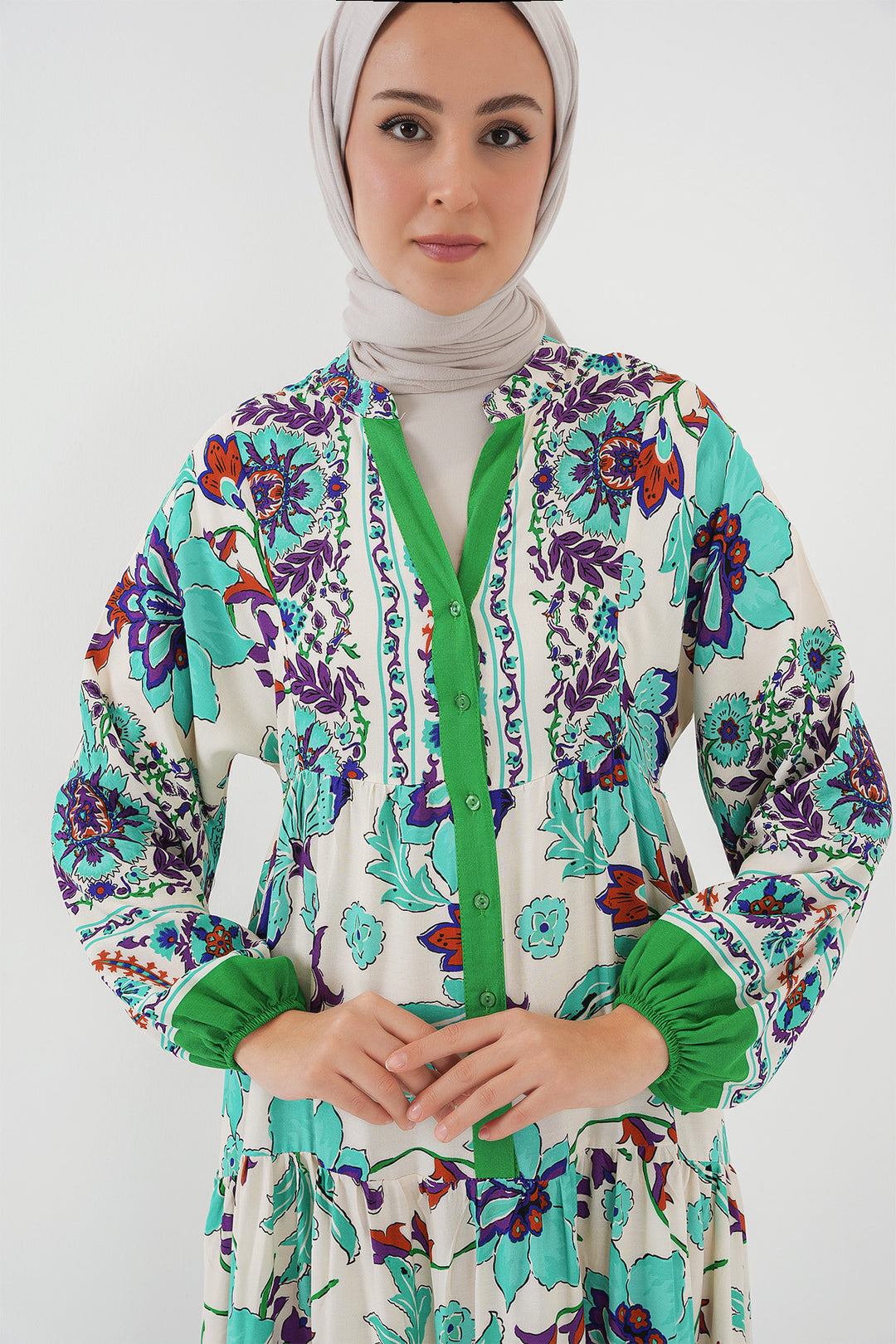 BGD Women Authentic Patterned Dress - Green 1 - Teruel