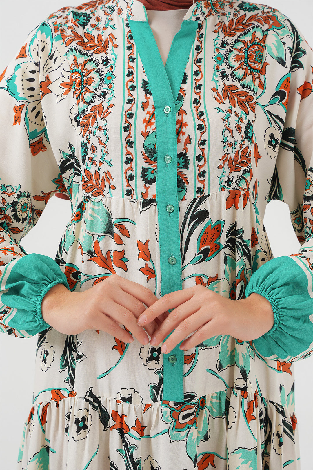 BGD Women Authentic Patterned Dress - Green 2 - Hilliard