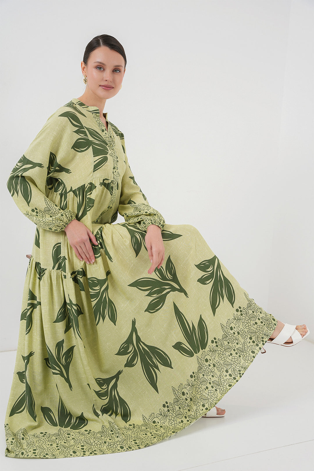 BGD Women Authentic Patterned Dress - Green 4 - Morelia
