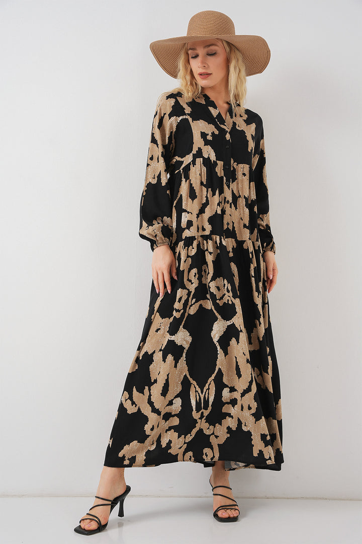 BGD Women Authentic Patterned Hijab Dress - A.Beige - Cwmbran