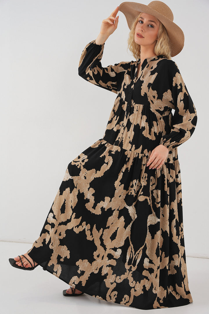 BGD Women Authentic Patterned Hijab Dress - A.Beige - Cwmbran