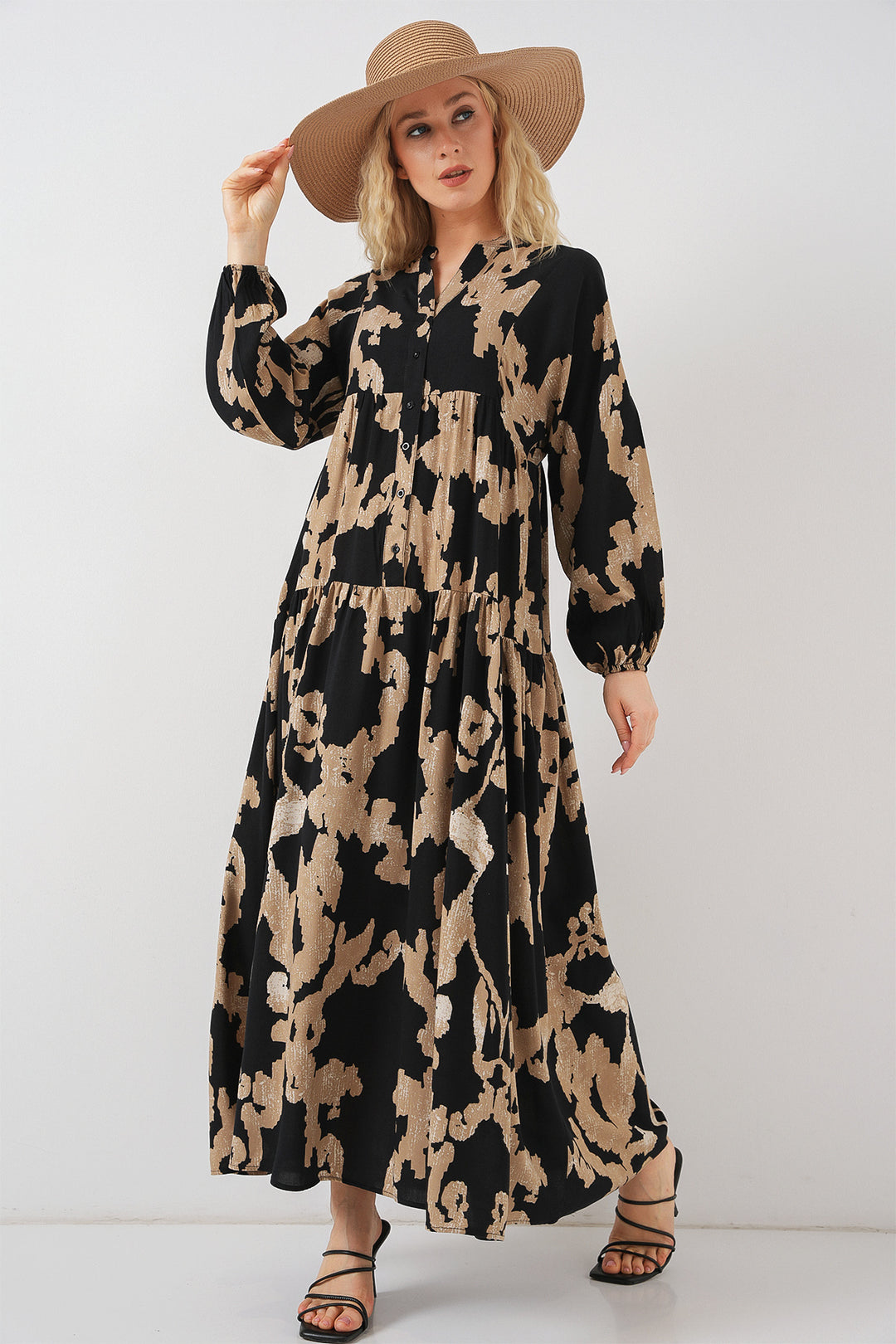 BGD Women Authentic Patterned Hijab Dress - A.Beige - Cwmbran