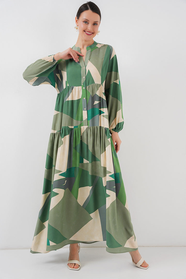 BGD Women Authentic Patterned Hijab Dress - A. Khaki - Bowling Green