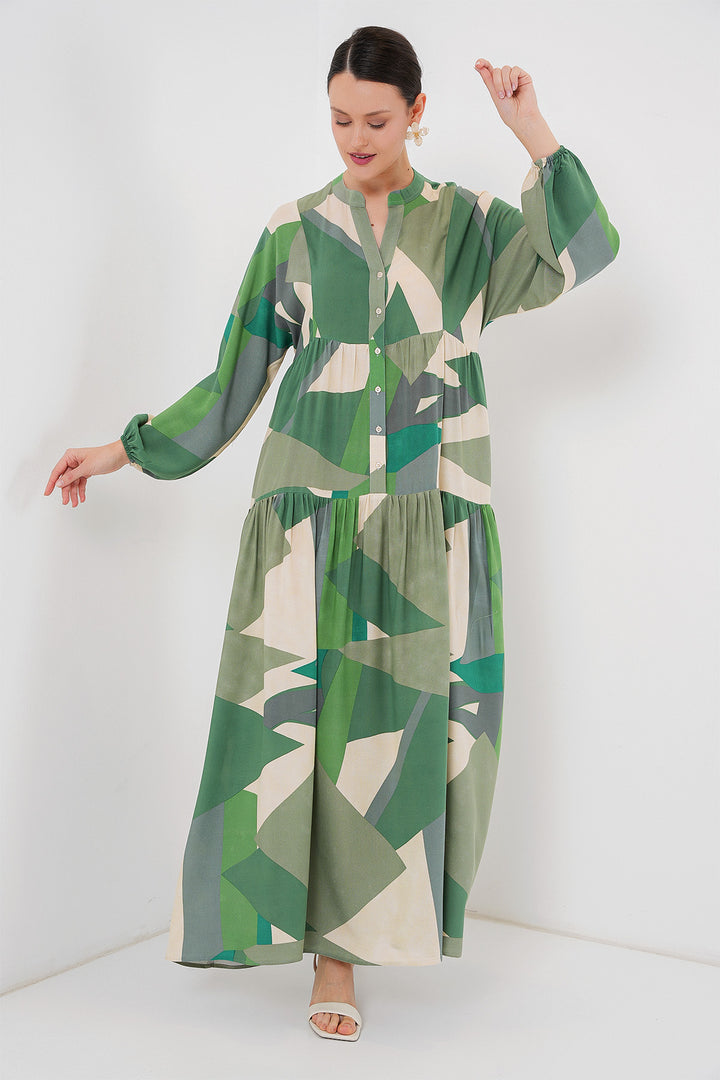 BGD Women Authentic Patterned Hijab Dress - A. Khaki - Bowling Green