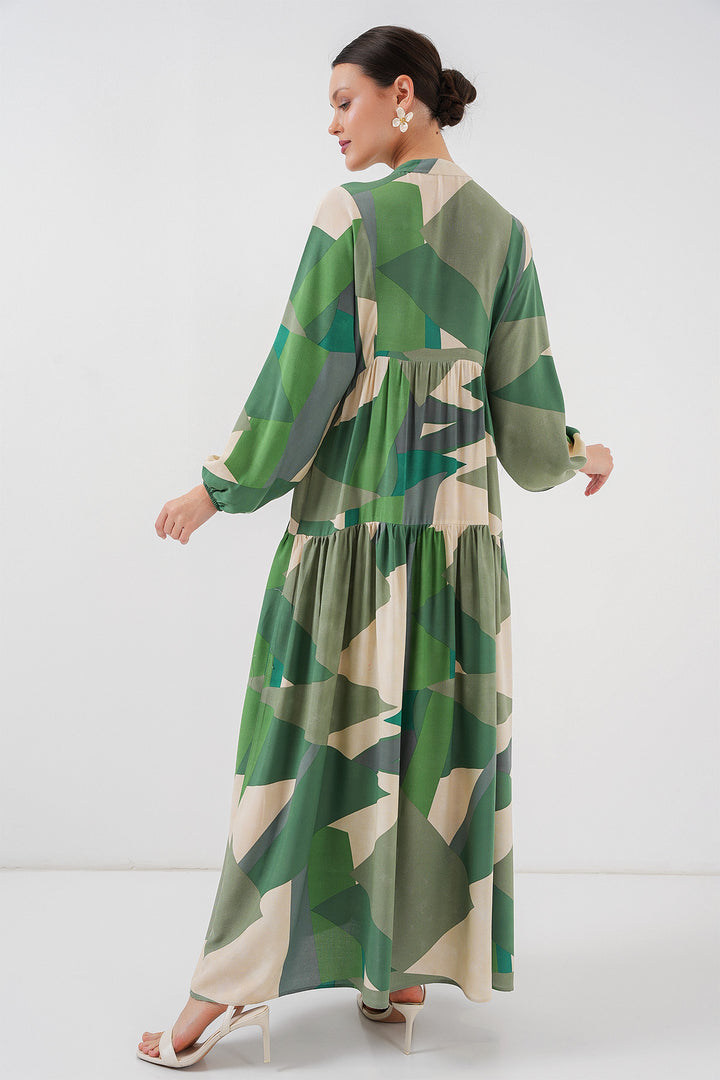 BGD Women Authentic Patterned Hijab Dress - A. Khaki - Bowling Green