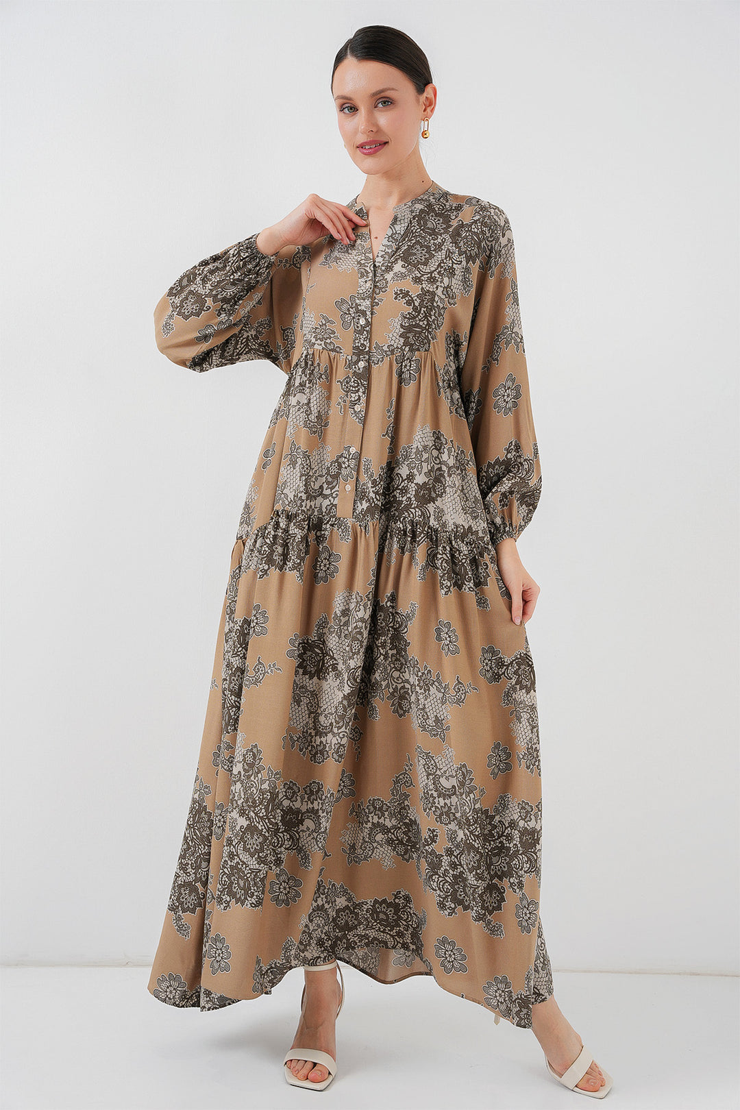 BGD Women Authentic Patterned Hijab Dress - A. Mink - Comitán