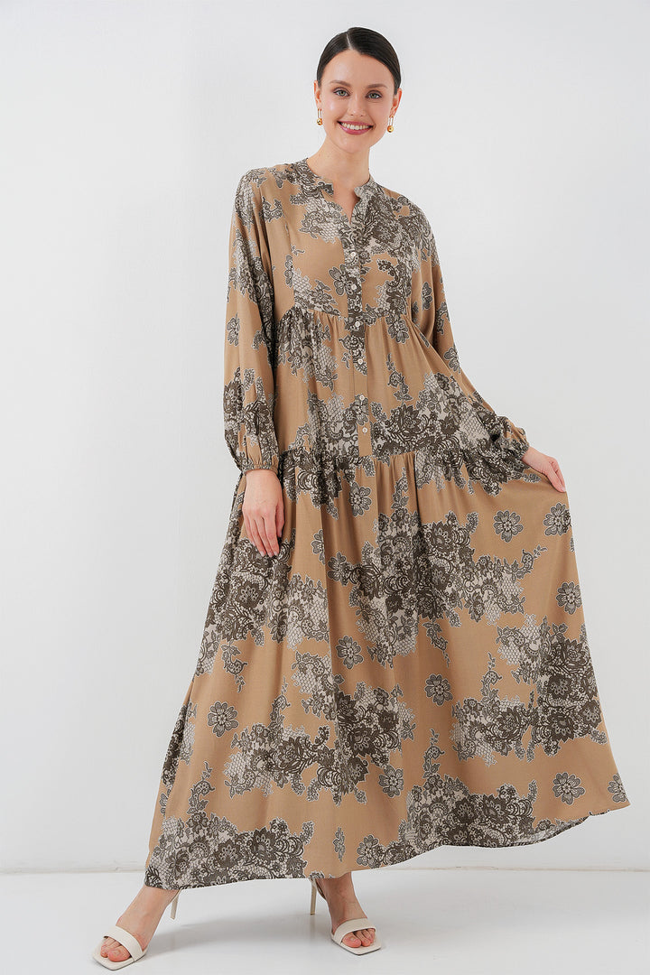 BGD Women Authentic Patterned Hijab Dress - A. Mink - Comitán