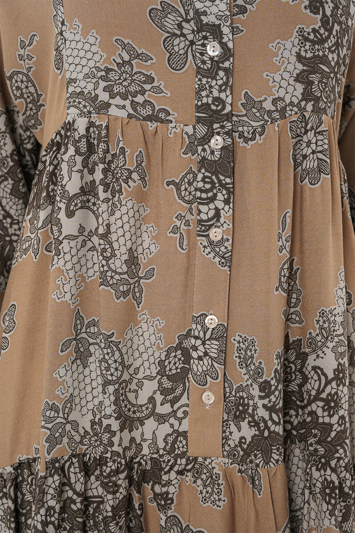 BGD Women Authentic Patterned Hijab Dress - A. Mink - Comitán