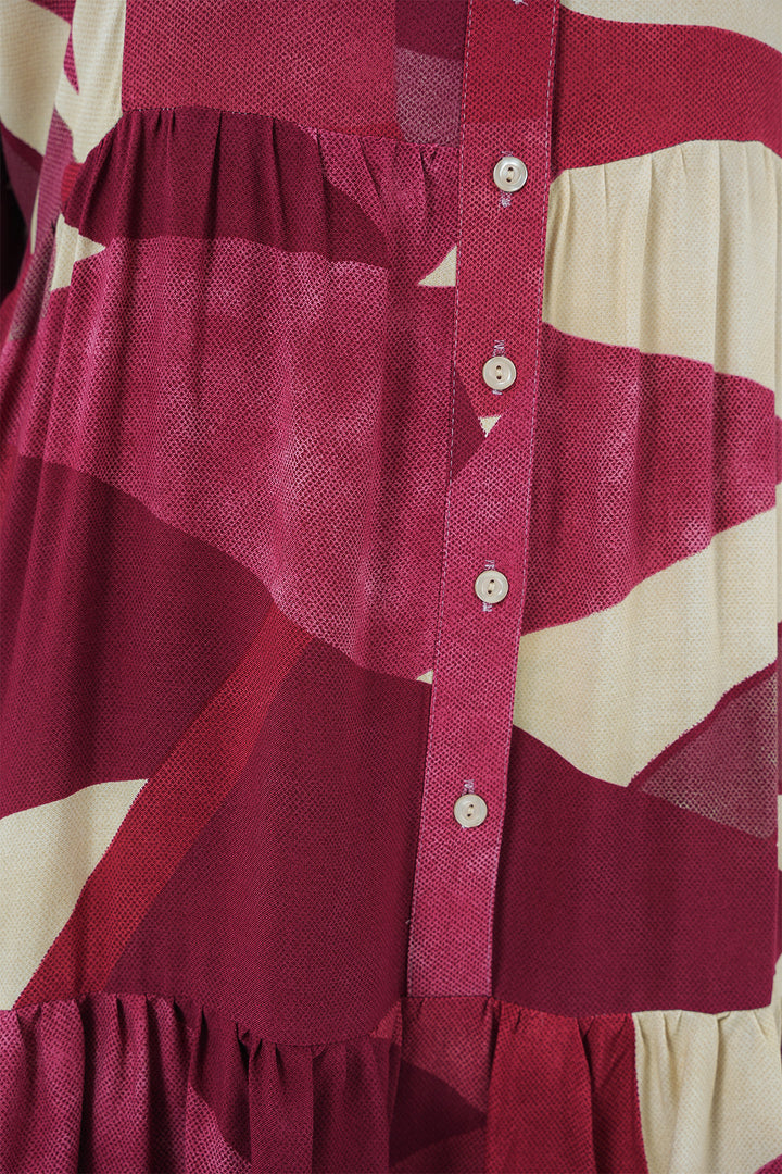 BGD Women Authentic Patterned Hijab Dress - Burgundy - Charlotte