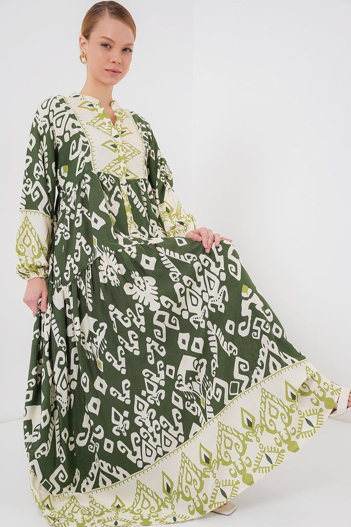 BGD Women Authentic Patterned Hijab Dress - B. Khaki - Città di Castello