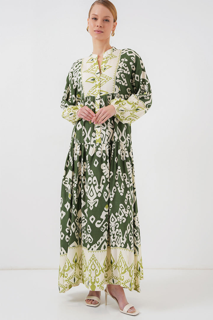 BGD Women Authentic Patterned Hijab Dress - B. Khaki - Città di Castello