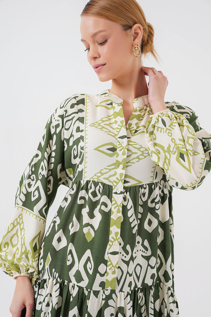 BGD Women Authentic Patterned Hijab Dress - B. Khaki - Città di Castello