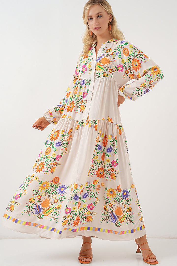 BGD Women Authentic Patterned Hijab Dress - B. Orange - Singen