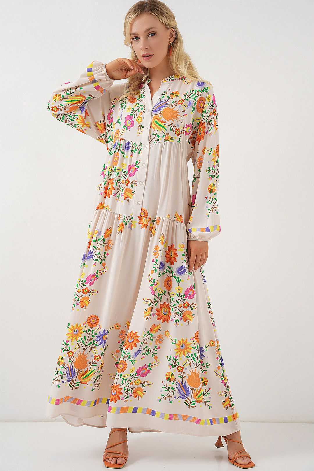 BGD Women Authentic Patterned Hijab Dress - B. Orange - Singen