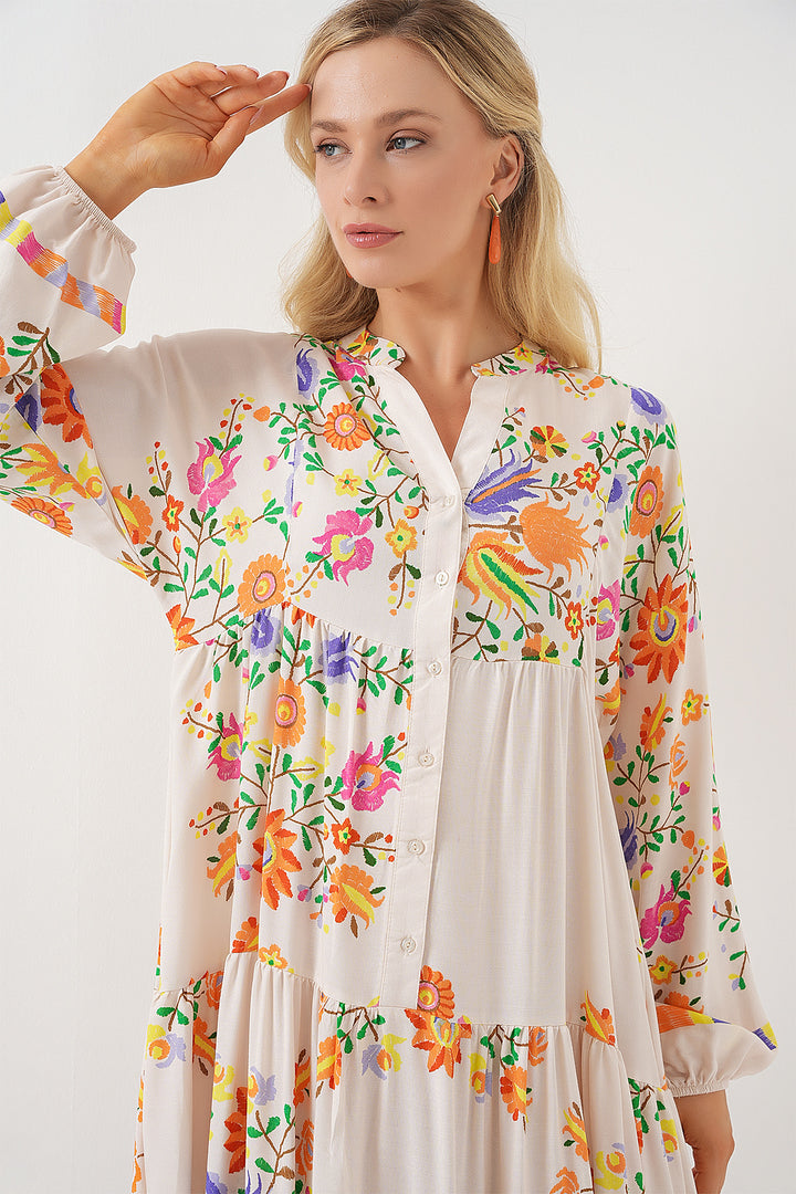 BGD Women Authentic Patterned Hijab Dress - B. Orange - Singen