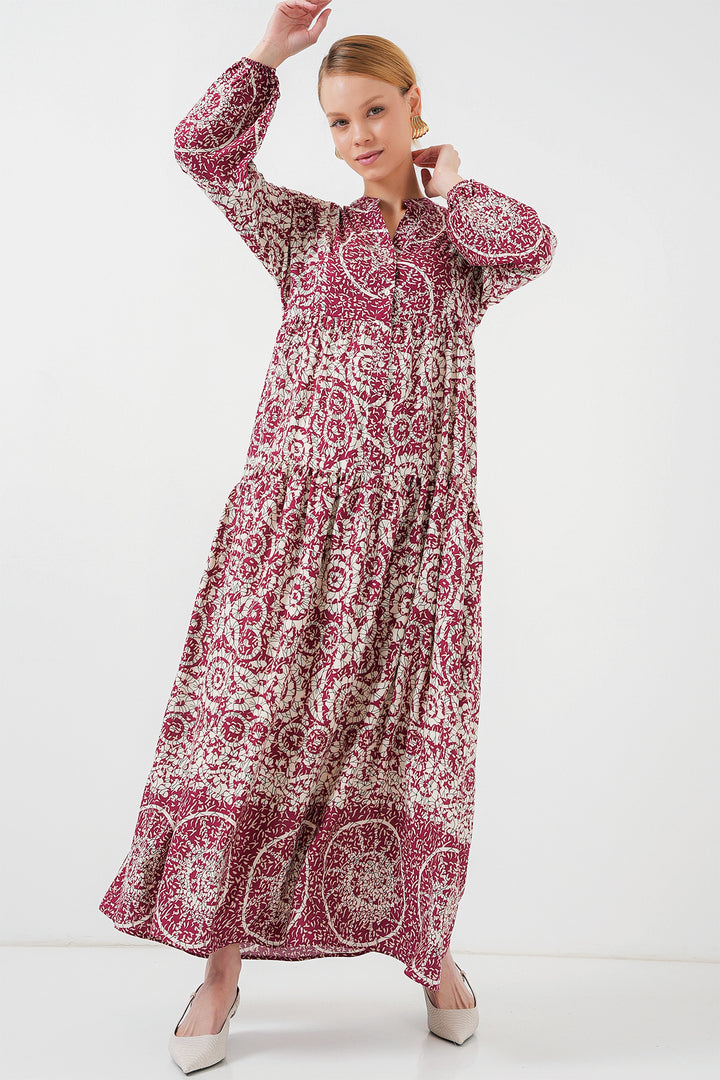 BGD Women Authentic Patterned Hijab Dress - E. Fuchsia - Margate