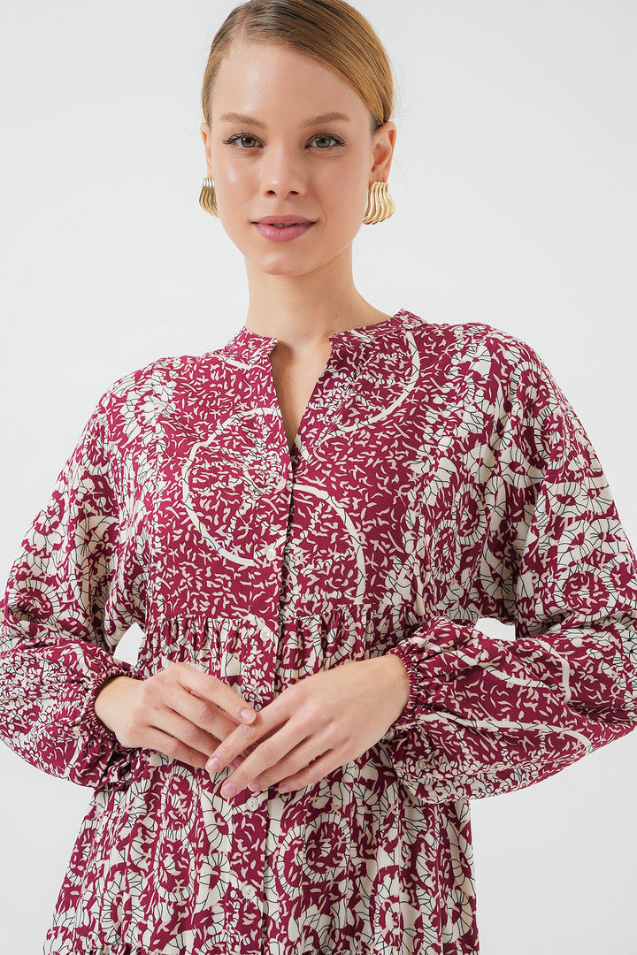 BGD Women Authentic Patterned Hijab Dress - E. Fuchsia - Margate