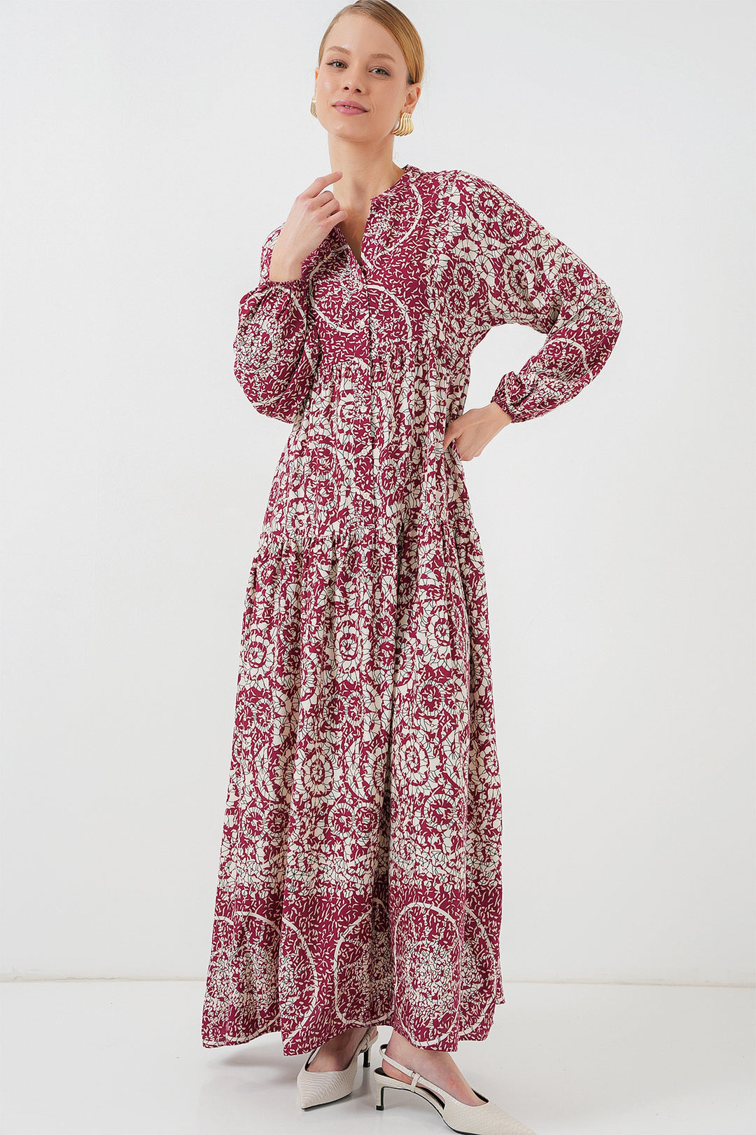 BGD Women Authentic Patterned Hijab Dress - E. Fuchsia - Margate