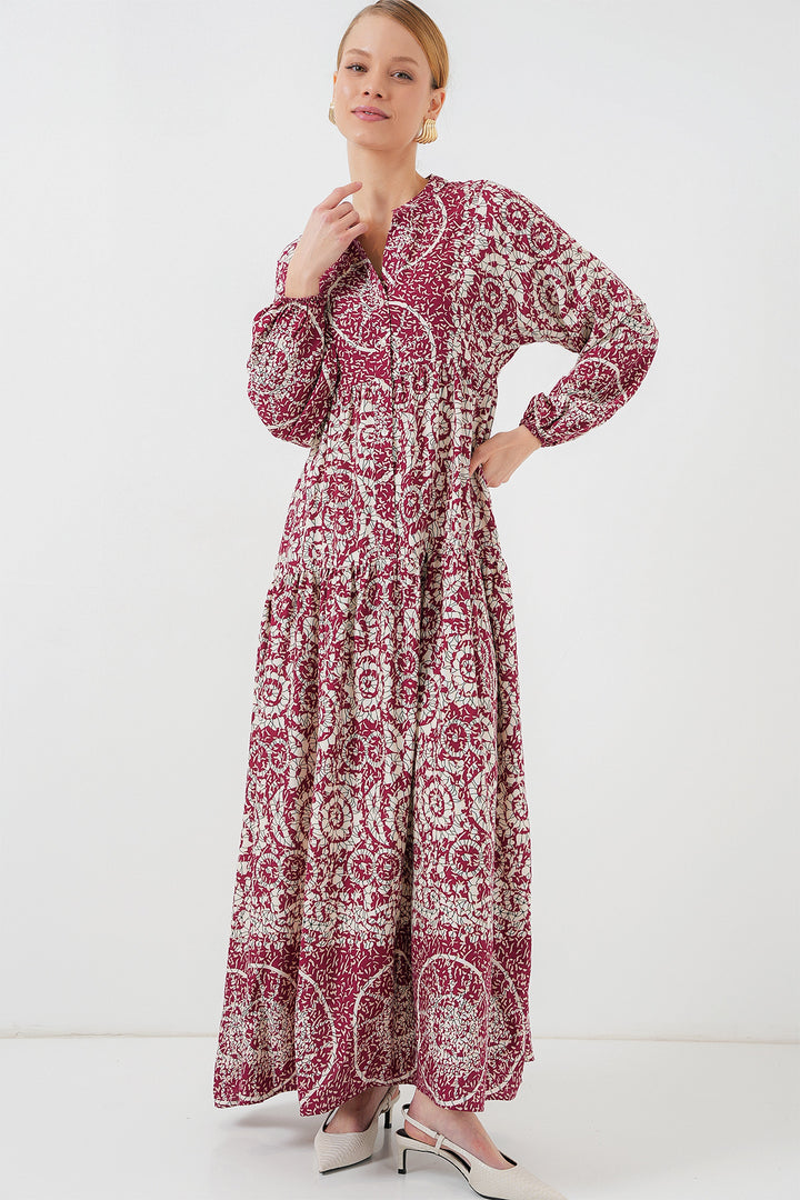 BGD Women Authentic Patterned Hijab Dress - E. Fuchsia - Margate