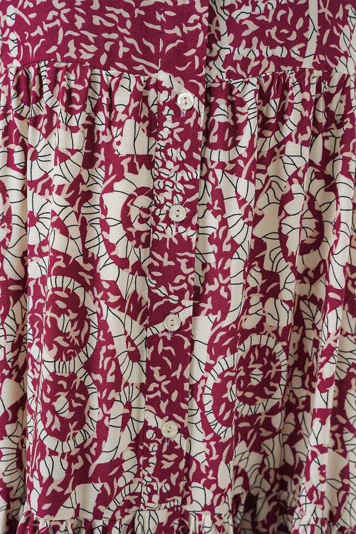BGD Women Authentic Patterned Hijab Dress - E. Fuchsia - Margate