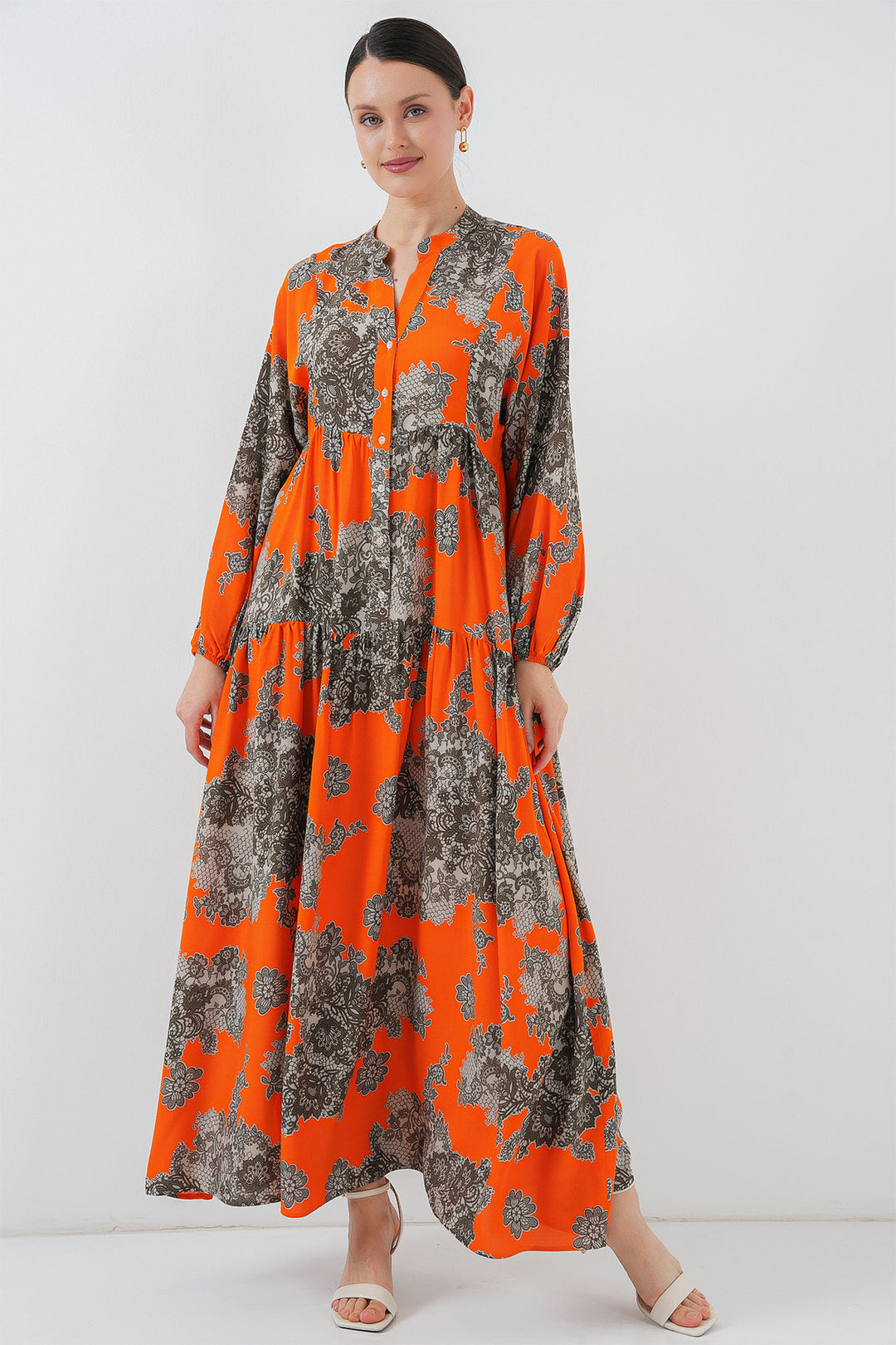 BGD Women Authentic Patterned Hijab Dress - Orange. - Sarcelles