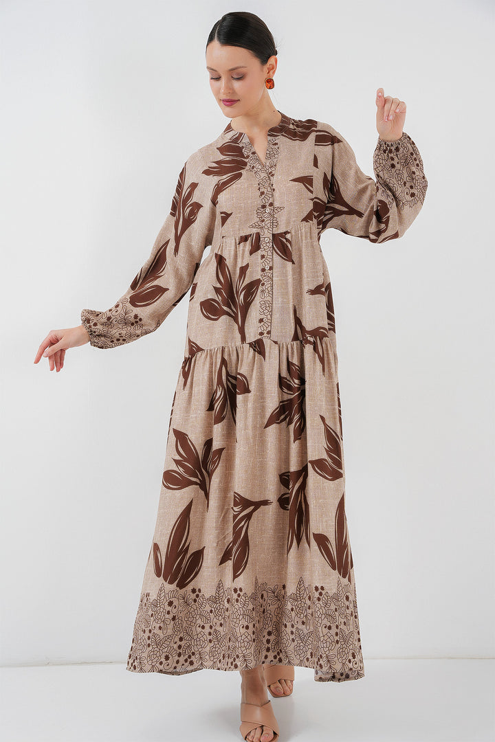 BGD Women Authentic Patterned Hijab Dress - Light Beige - Bad Oeynhausen