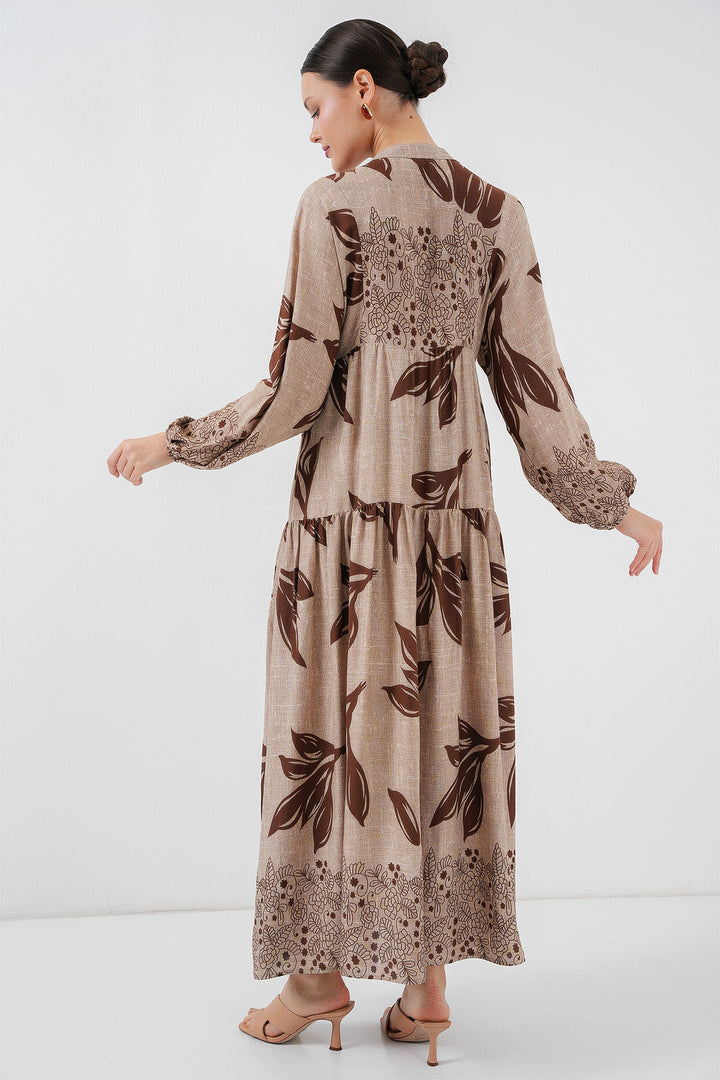 BGD Women Authentic Patterned Hijab Dress - Light Beige - Bad Oeynhausen