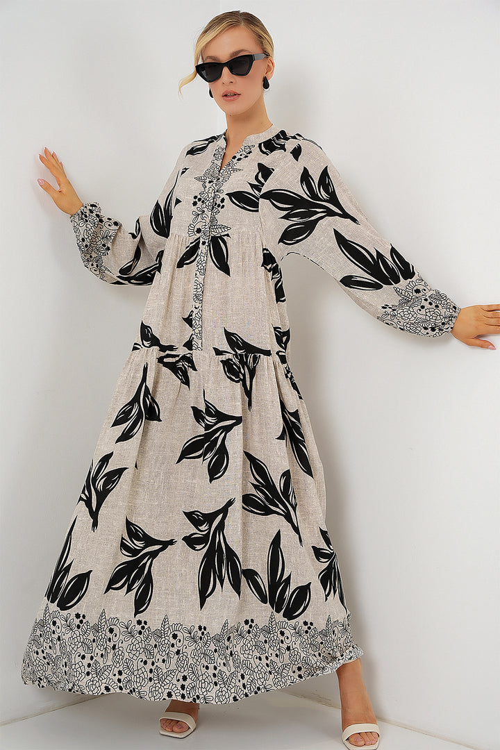 BGD Women Authentic Patterned Hijab Dress - Dark Gray - Paços de Ferreira
