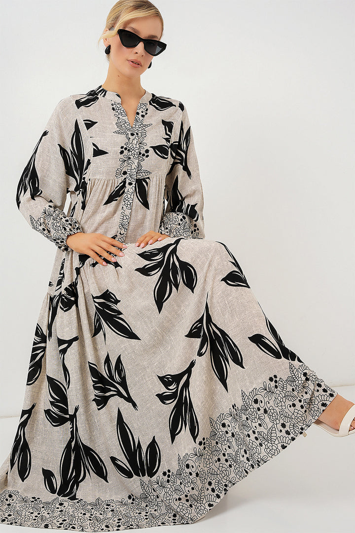 BGD Women Authentic Patterned Hijab Dress - Dark Gray - Paços de Ferreira