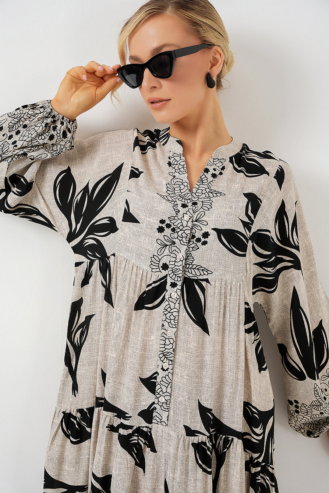 BGD Women Authentic Patterned Hijab Dress - Dark Gray - Paços de Ferreira