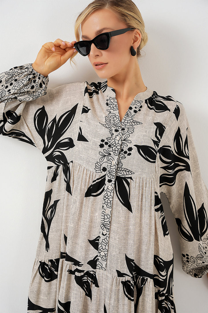 BGD Women Authentic Patterned Hijab Dress - Dark Gray - Paços de Ferreira