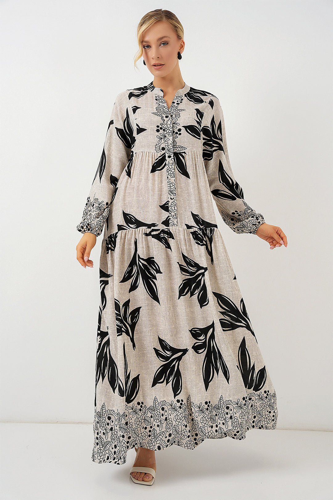 BGD Women Authentic Patterned Hijab Dress - Dark Gray - Paços de Ferreira