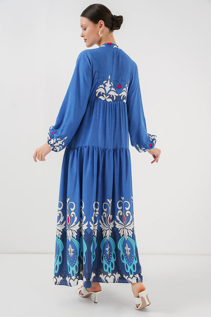 BGD Women Authentic Patterned Hijab Dress - F. Indigo - Cerignola